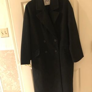 Zara black wool blend double breasted Coat